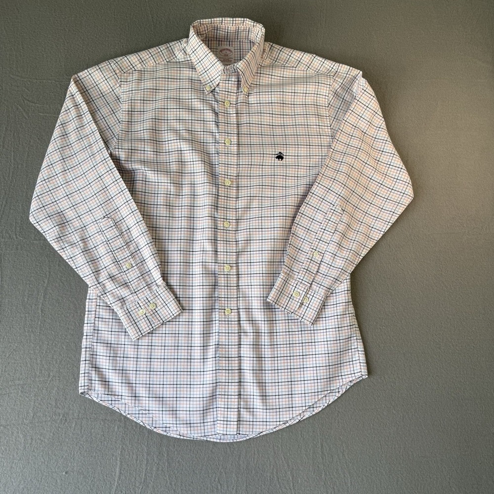 Brooks Brothers 346 Mens Small Non-Iron Supima Cotton Tattersall Check Shirt